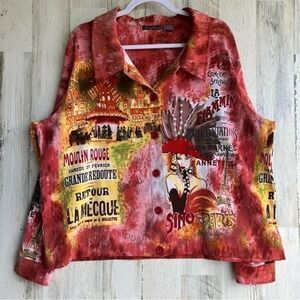 Vintage French Postcards Graphic Jacket Art of Paris,‎ Women's Size XL